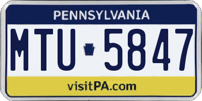 PA license plate MTU5847