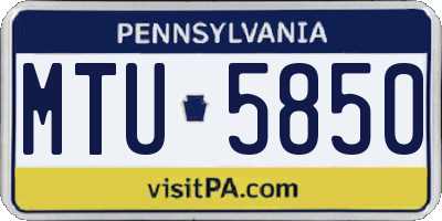 PA license plate MTU5850