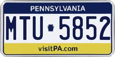 PA license plate MTU5852