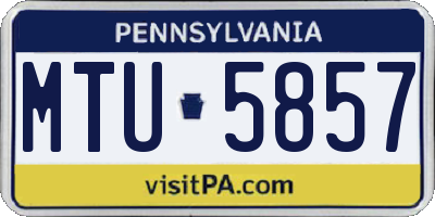 PA license plate MTU5857