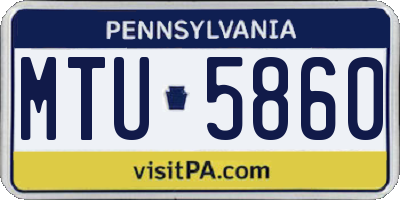 PA license plate MTU5860