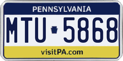 PA license plate MTU5868