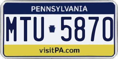 PA license plate MTU5870