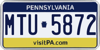 PA license plate MTU5872