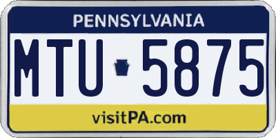 PA license plate MTU5875