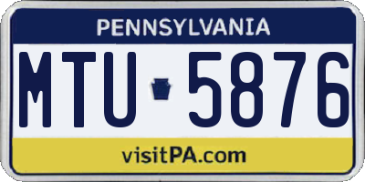 PA license plate MTU5876