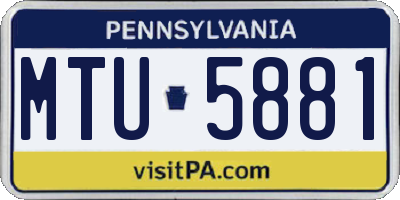 PA license plate MTU5881