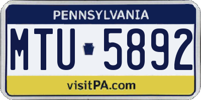 PA license plate MTU5892
