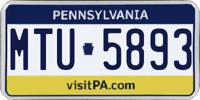 PA license plate MTU5893