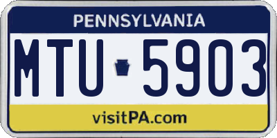 PA license plate MTU5903