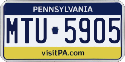 PA license plate MTU5905