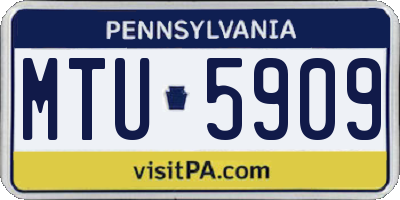 PA license plate MTU5909