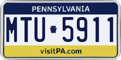 PA license plate MTU5911