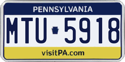 PA license plate MTU5918