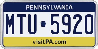 PA license plate MTU5920