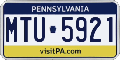 PA license plate MTU5921