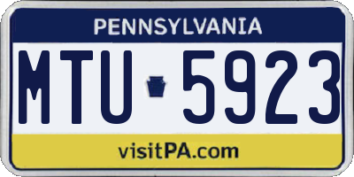 PA license plate MTU5923