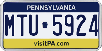 PA license plate MTU5924
