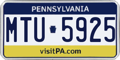PA license plate MTU5925