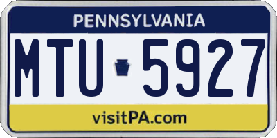 PA license plate MTU5927