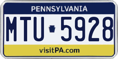 PA license plate MTU5928