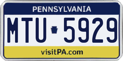 PA license plate MTU5929