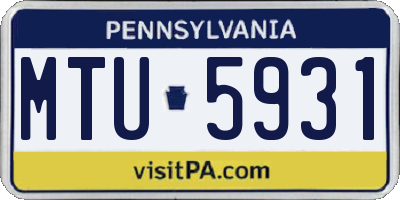 PA license plate MTU5931