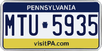 PA license plate MTU5935