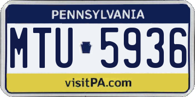 PA license plate MTU5936
