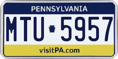 PA license plate MTU5957
