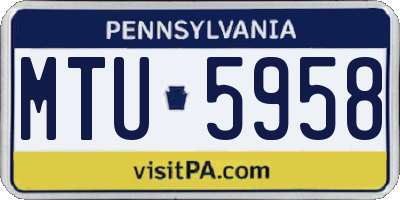 PA license plate MTU5958