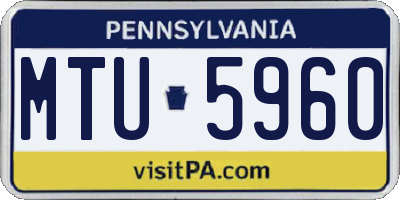 PA license plate MTU5960