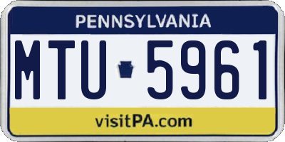 PA license plate MTU5961