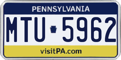 PA license plate MTU5962