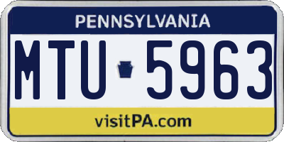 PA license plate MTU5963