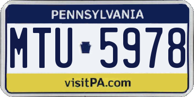PA license plate MTU5978