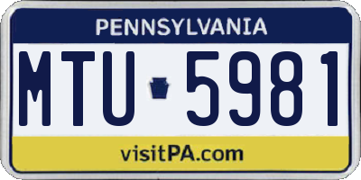 PA license plate MTU5981