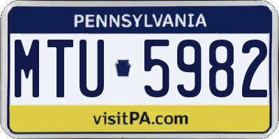 PA license plate MTU5982