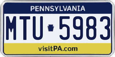 PA license plate MTU5983