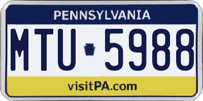 PA license plate MTU5988