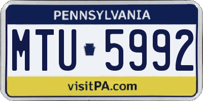 PA license plate MTU5992