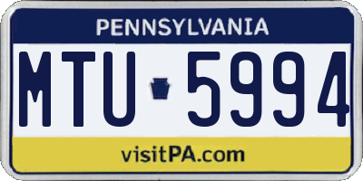 PA license plate MTU5994