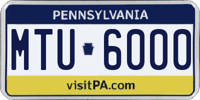 PA license plate MTU6000