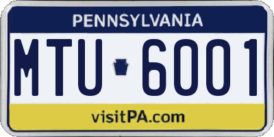 PA license plate MTU6001