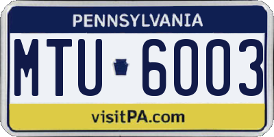 PA license plate MTU6003