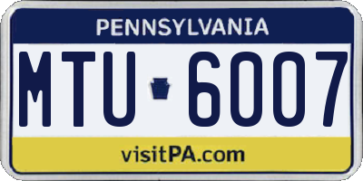 PA license plate MTU6007