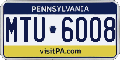 PA license plate MTU6008
