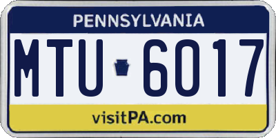 PA license plate MTU6017