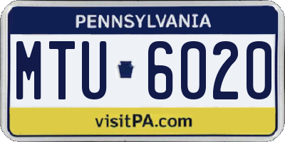 PA license plate MTU6020