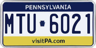 PA license plate MTU6021